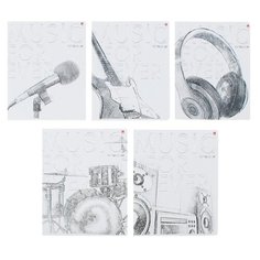 Альт Тетрадь MUSIC. BLACK&WHITE 7-48-581, клетка, линейка, 48 л., 1 шт., серый