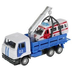 Машина металлическая «KAMAZ эвакуатор», 12 см, открываются двери, подвижные детали, инерция, скорая помощь 7,5 см Технопарк