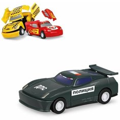 Машина TotalCrash, инерционный механизм, при столкновении разлетается на части, черная Пламенный мотор 870557
