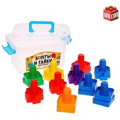 Конструктор «Болты и гайки», в контейнере, 10 болтов и гаек, цвета микс Unicon