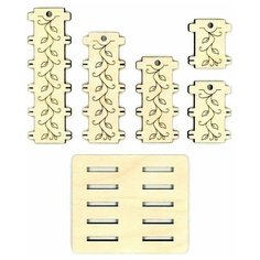 Бобины для ниток "С орнаментом" + подставка Щепка 3,5 см