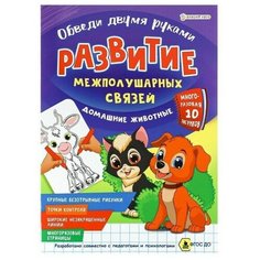 Книжка раскраска задание для детей А4 "Развитие межполушарных связей. Домашние животные ", обведи 2-мя руками Нет бренда