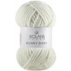 Пряжа Wolans BUNNY BABY 100% полиэстер, 100гр, 120 м (в упак 5*100)/плюшевая пряжа воланс банни беби/10002 крем
