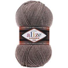 Пряжа Alize Lanagold fine коричневый меланж (240), 5 шт
