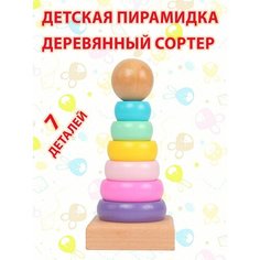Детская развивающая игрушка Пирамидка Деревянный Сортер Gomart