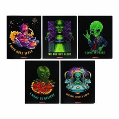 Тетрадь 48 листов в клетку "Гуманоид", обложка мелованный картон, выборочный УФ-лак, конгреф, микс Полиграф Принт