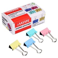 Зажимы для бумаг 25 мм, 12 штук, deVENTE, металлические, микс х 4 цвета, картонная коробка./В упаковке шт: 1