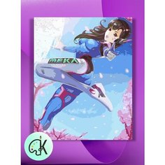 Картина по номерам на холсте Overwatch D Va, 40 х 50 см КУЛЬТУРА ЦВЕТА