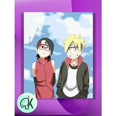 Картина по номерам на холсте Боруто и Сарада, 40 х 60 см КУЛЬТУРА ЦВЕТА