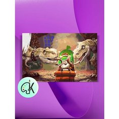 Картина по номерам на холсте Christmas Dinosaur, 40 х 60 см КУЛЬТУРА ЦВЕТА