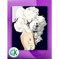 Картина по номерам на холсте Женщина с цветами 7, 40 х 50 см