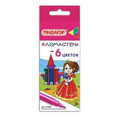 Набор фломастеров 6 цветов Пифагор "Принцессы" (линия 1мм, смываемые) картонная упаковка, 24 уп.