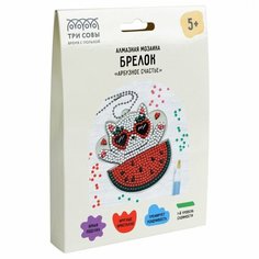 Набор для изготовления алмазной мозаики брелок Три Совы "Арбузное счастье", картонный конверт (АМБ_48258), 3шт.