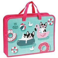 Папка с ручками А4 Мульти-Пульти "Happy Pugs", пластик, на молнии, 75мм (ПТ-14_4_45172), 24шт.