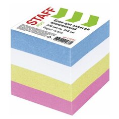 Блок-кубик для записей Staff, 80x80мм, проклеенный, 800 листов, цветной (120383), 12шт.