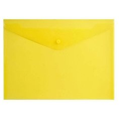 Папка-конверт на кнопке inформат (А4, 180мкм, пластик) прозрачная желтая, 10шт. Informat