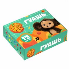 Гуашь 12 цветов Мульти-Пульти "Чебурашка", 12 цветов, 17,5мл, картон (ГКЧБ_53008), 6 уп.