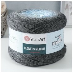 Пряжа "Flowers Merino" 75% акрил, 25% шерсть 590м/225г (550 серый-аква) Yarn Art