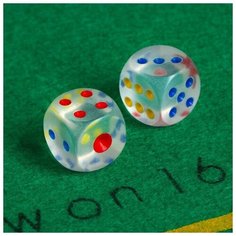 Кубики игральные 1.6х1.6 см, набор 2 шт, акрил Noname