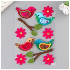 Наклейки из фетра "Птички" (набор 11 шт) ассорти Noname