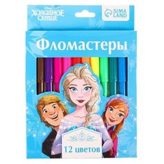 Фломастеры, 12 цветов, в картонной коробке, Холодное сердце Disney