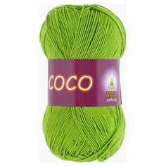 Пряжа хлопковая Vita Cotton Coco (Вита Коко) - 10 мотков, 3861 ярко-зеленый, 100% мерсеризованный хлопок 240м/50г