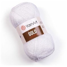 Пряжа для вязания YarnArt Gold (ЯрнАрт Голд) - 5 мотков 9051 белый с серебром, блестящая, 92% акрил, 8% металлик, 400 м/100г