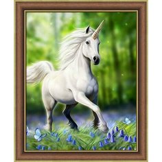 Алмазная мозаика Белый единорог 40x50 см.