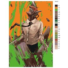 Картина по номерам W-412 "Аниме - человек Бензопила. Бим" 50х70 Brushes Paints