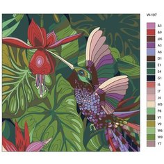 Картина по номерам W-197 "Колибри и цветок" 70х70 Brushes Paints