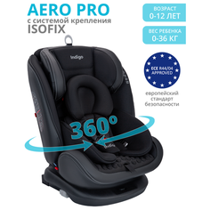 Автокресло Indigo AERO PRO Isofix поворотное, 0-36 кг, группа 0,1,2,3, черный, белый