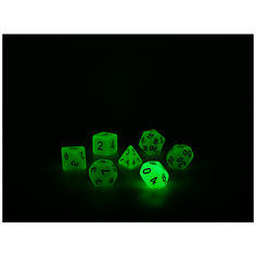 Набор кубиков для D&D (Dungeons and Dragons, ДнД, Pathfinder): Светящихся в темноте зелёные Нет бренда