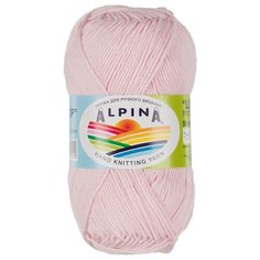 Пряжа для вязания крючком, спицами Alpina Альпина LOLLIPOP классическая тонкая, хлопок 100%, цвет №11 Розовый, 175 м, 10 шт по 50 г