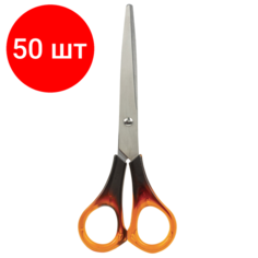 Комплект 50 шт, Ножницы STAFF "Basic" 200 мм, ручки под янтарь, ПВХ чехол с европодвесом, 236938