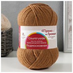 Пряжа "Подмосковная" 50% шерсть, 50% акрил 250м/100гр (165 темн. бежевый), 1шт Троицкая