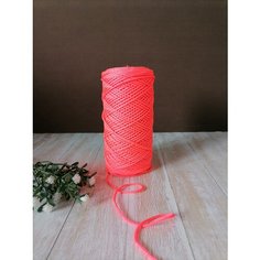 Шнур полиэфирный эльнить - 1 мм, 200 м, 100% полиэфир, без сердечника /шнур для вязания, рукоделия, макраме/"розовый неон"