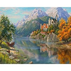 Алмазная мозаика на подрамнике 40х50 Замок в горах. Природа Kolibriki