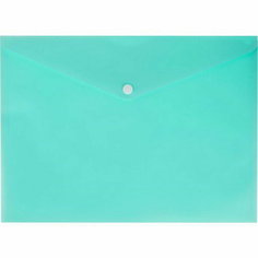 Папка-конверт на кнопке А4 180 мкм Pastel, полупрозрачная, светло-мятная, 10 шт. Calligrata