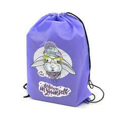 Мешок для обуви CQ-22567 "Кролик" сиреневый полиэстер 35*45см, чёрные завязки (2/10/1000) Китай