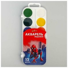Акварель медовая Человек-паук, 12 цветов, без кисти Made in China