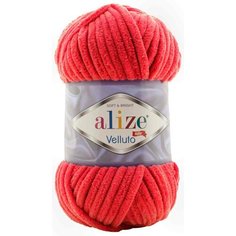 Пряжа Alize Velluto красный (56), 100%микрополиэстер, 68м, 100г, 5шт