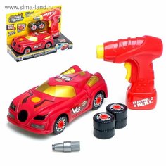 Конструктор винтовой Спорткар с электрическим шуруповёртом, 22 детали Denco Store