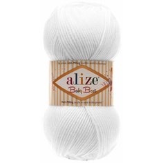 Пряжа Alize Baby Best, 90 % акрил, 10 % бамбук, 100 г, 240 м, 5 шт., 55 белый