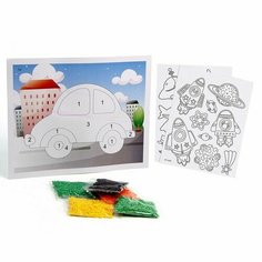 Набор для творчества: аппликация EVA крошкой и раскраска - наклейки Транспорт Китай