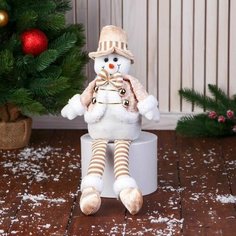 Мягкая игрушка "Снеговик в полосатом костюме" 14х40 см Ma.Brand