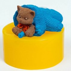 Силиконовая форма для мыла Котенок в варежке, для свечей, гипса 1шт 7 х 5 х 3.5 см Нет бренда