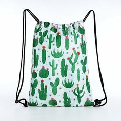 Мешок для обуви Кактусы, 32*0,5*40 см, отд на шнурке, белый Мастер