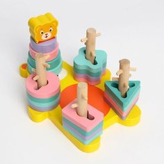 Детская развивающая пирамидка «Животные» 15 × 20 × 10,5 см