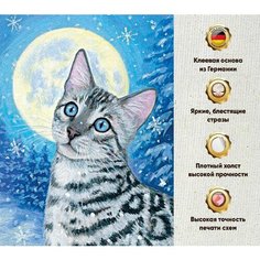Алмазная мозаика картина 60х45 без подрамника, Набор для творчества вышивка квадратными стразами, Коты, Животные Даймонд Канвас