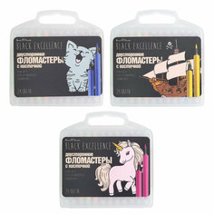 Фломастеры кисточки двустор. Black Еxcellence, наб.24 цв. пенал 3 вида,32-0059 Bruno Visconti